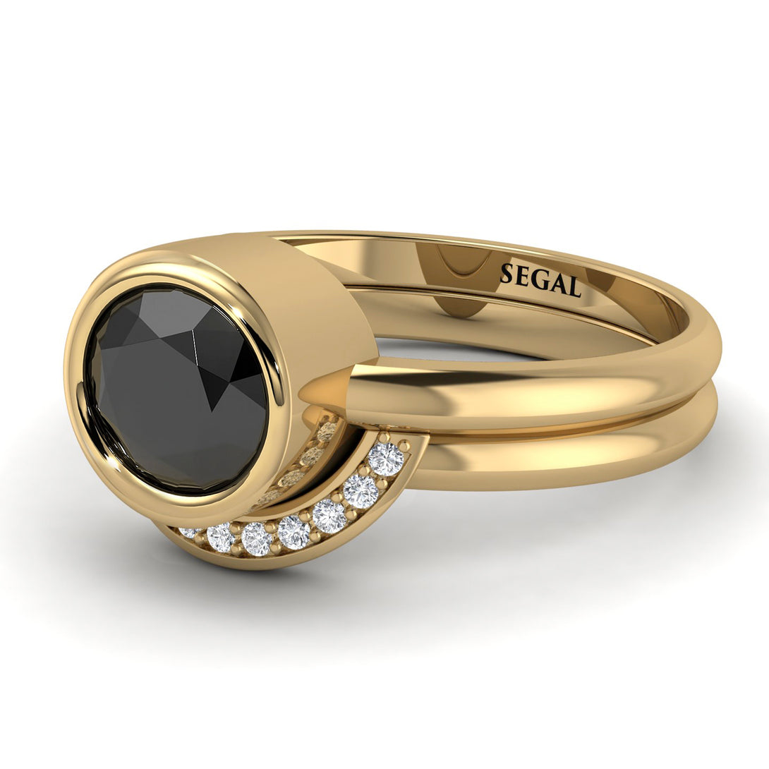 Bezel Black Diamond Bridal Set - Emerson No. 7